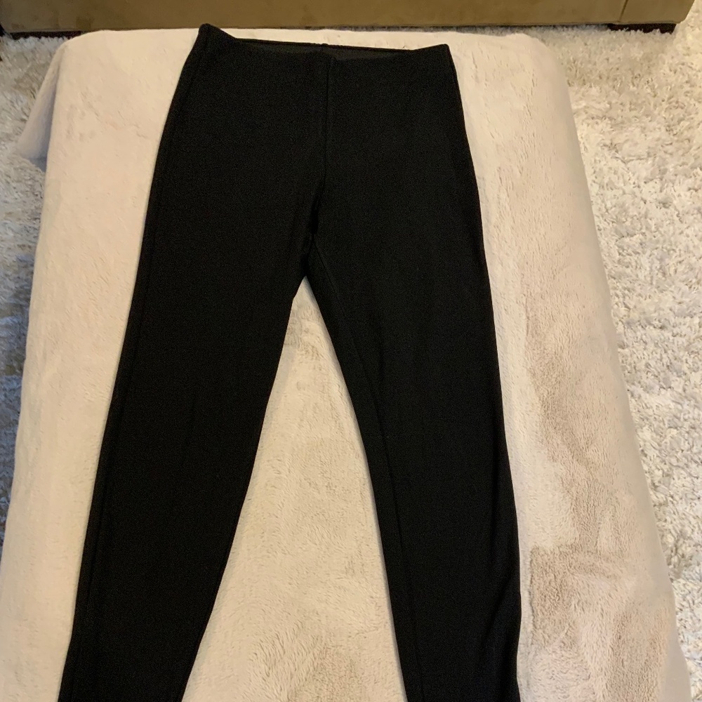 H&M Black M Ankle Zip Ponte Pants Monochrome Minimalist Scandi Girl Officecore